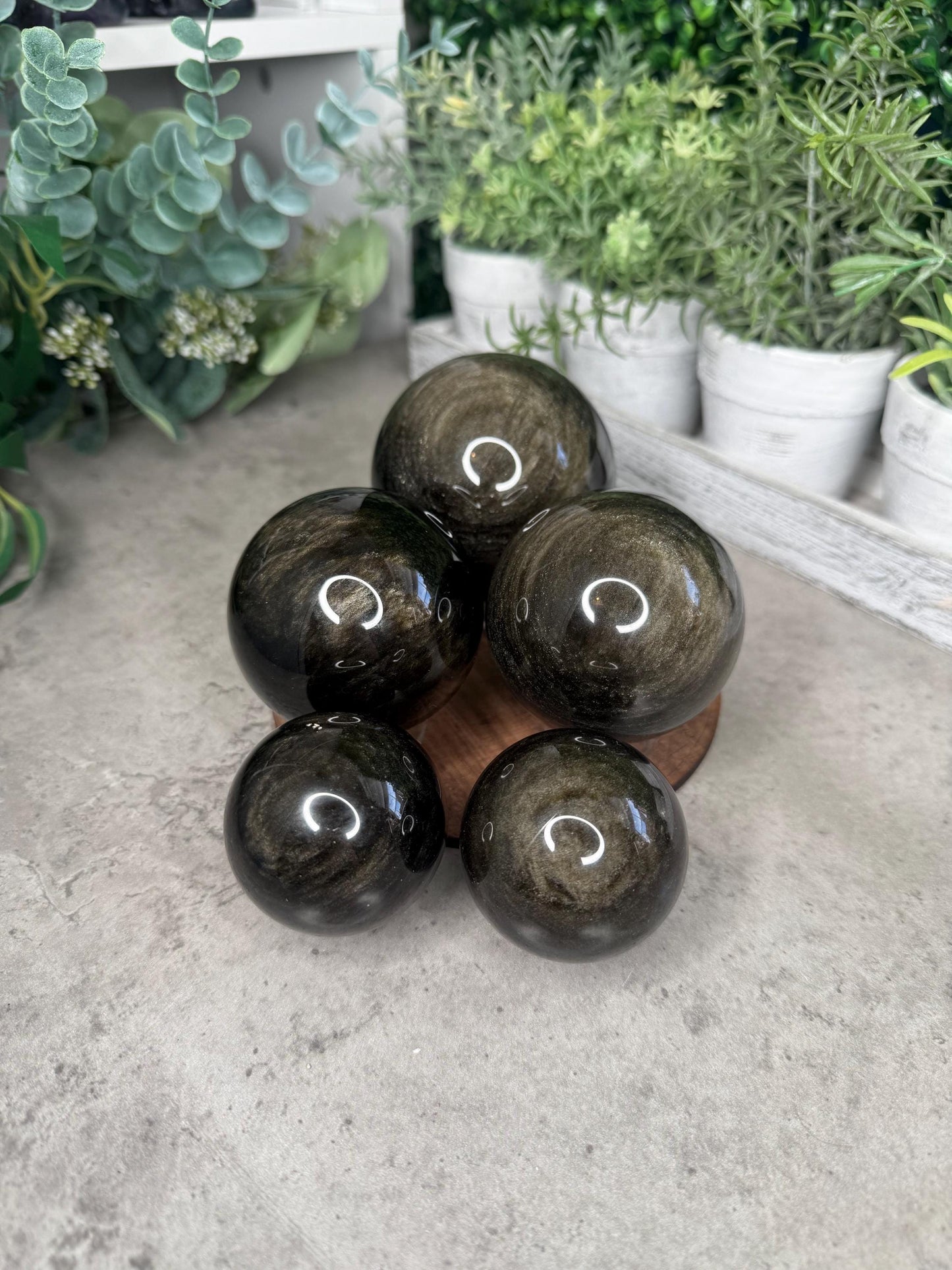 AAA Gold Sheen Obsidian Sphere: Polished Volcanic Glass