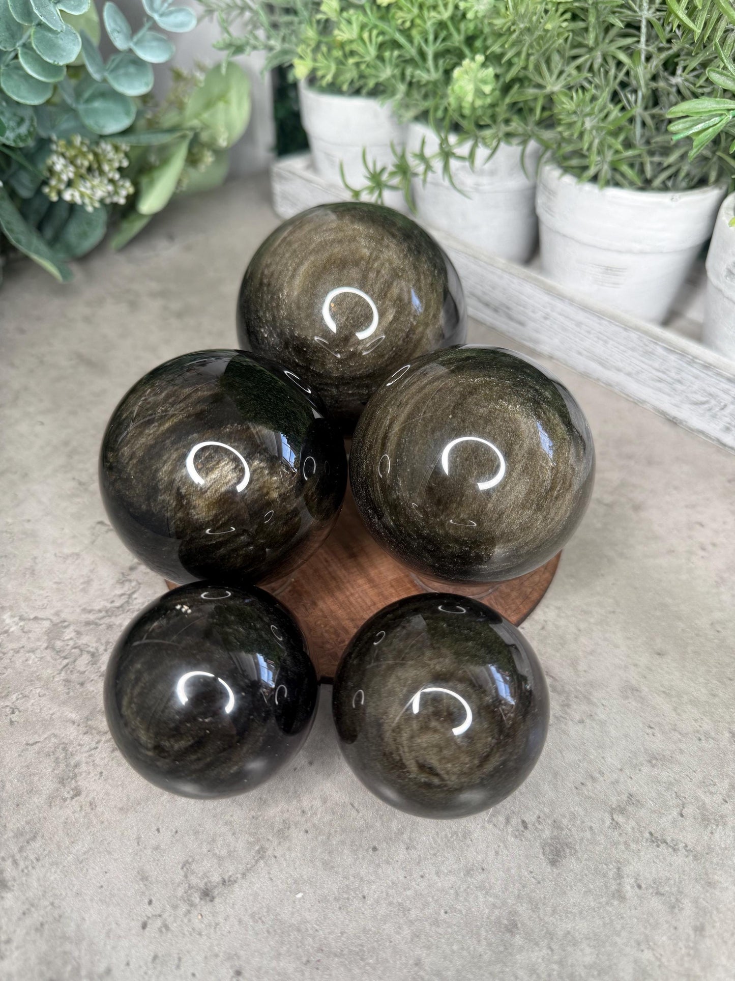 AAA Gold Sheen Obsidian Sphere: Polished Volcanic Glass