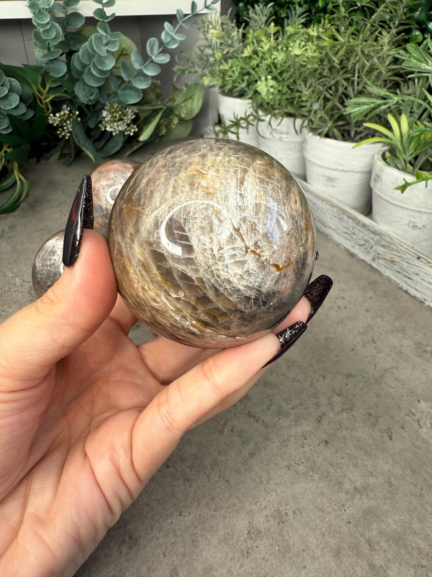 AAA Black Moonstone Crystal Spheres - High Quality - Multiple Sizes