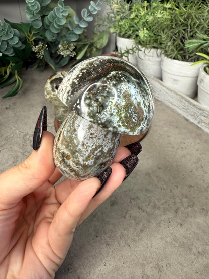 Ocean Jasper Mushroom Crystal Carvings - Multiple Sizes