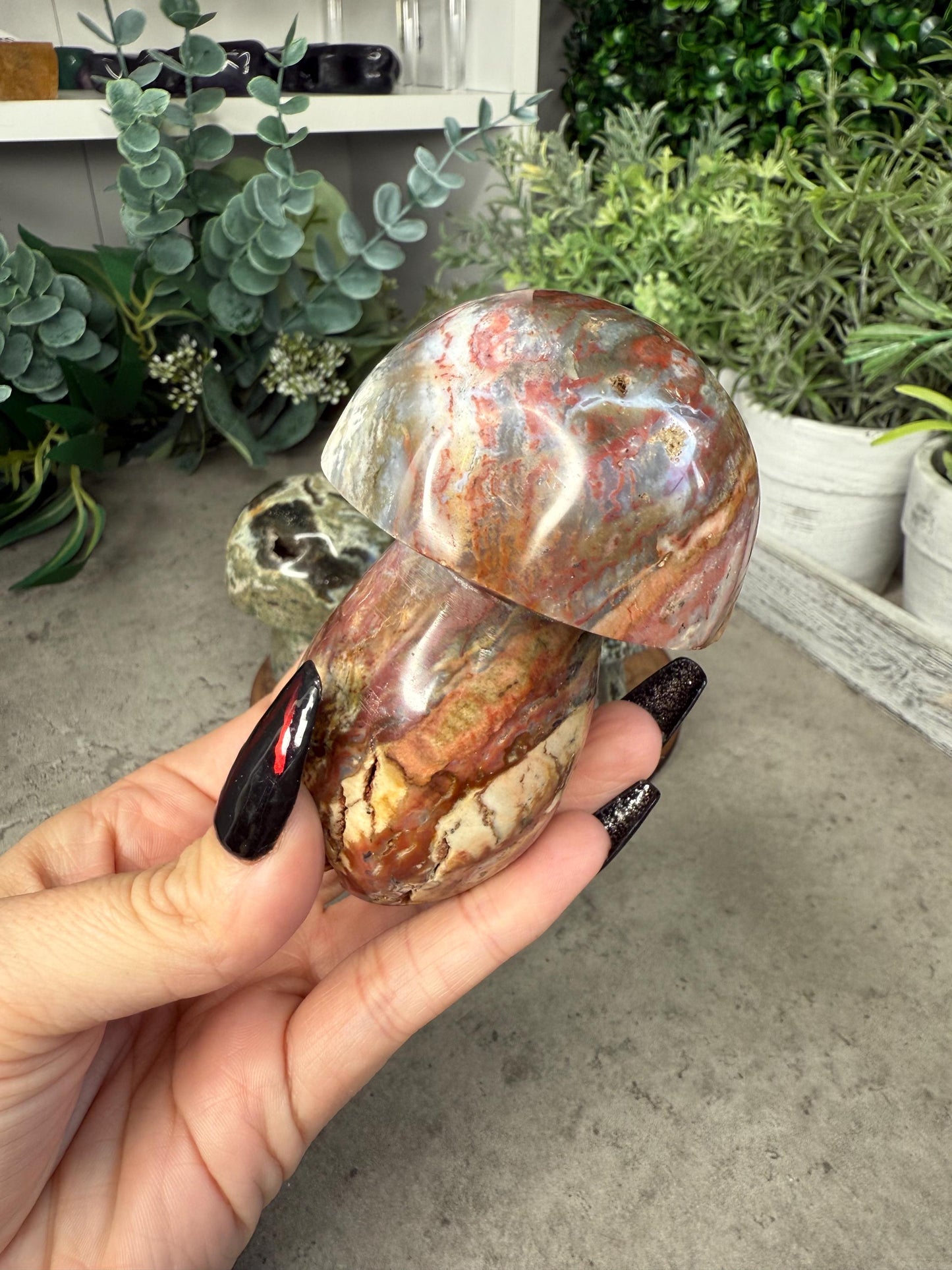 Ocean Jasper Mushroom Crystal Carvings - Multiple Sizes