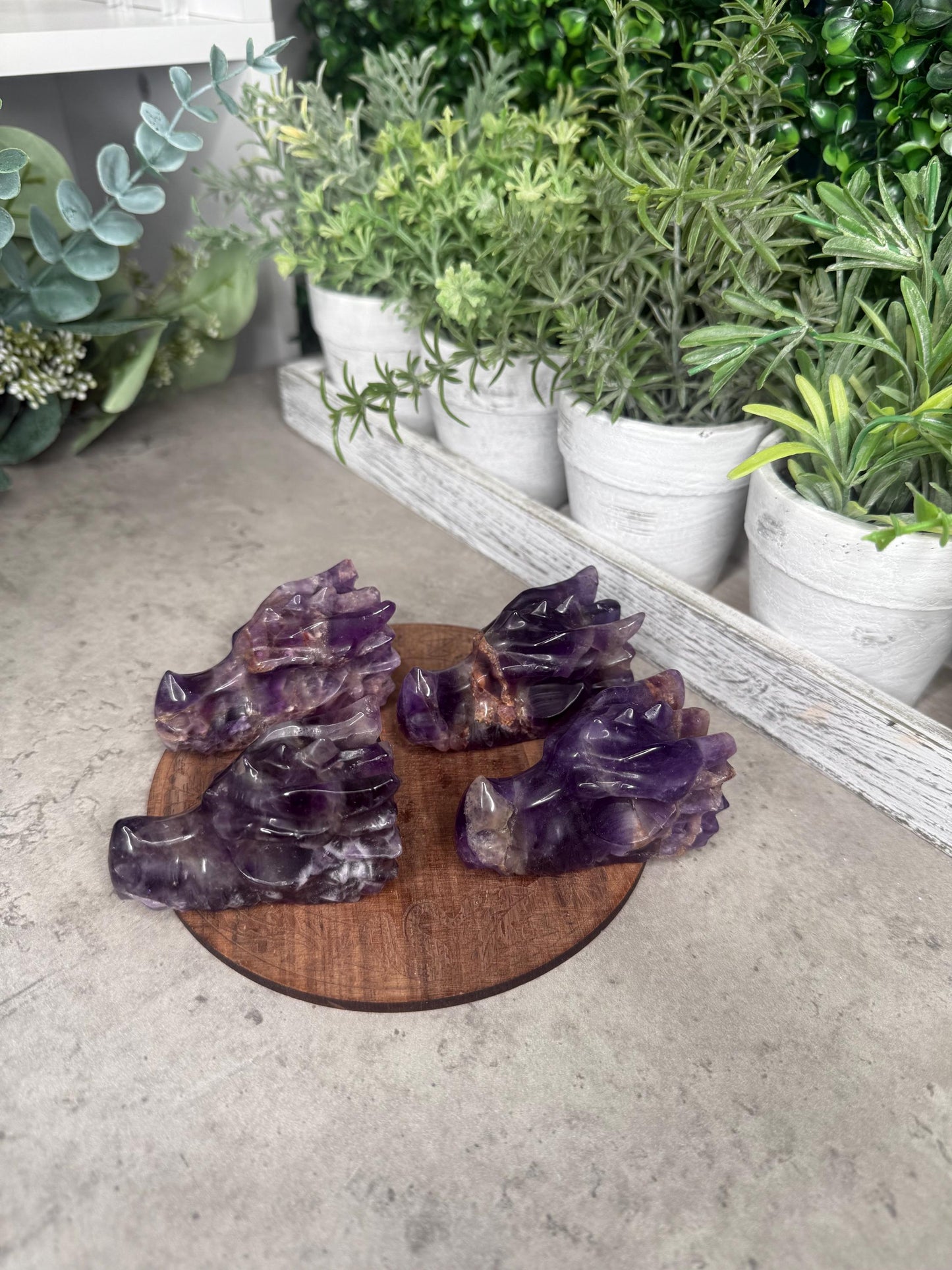 Amethyst Dragon Head Crystal Carvings