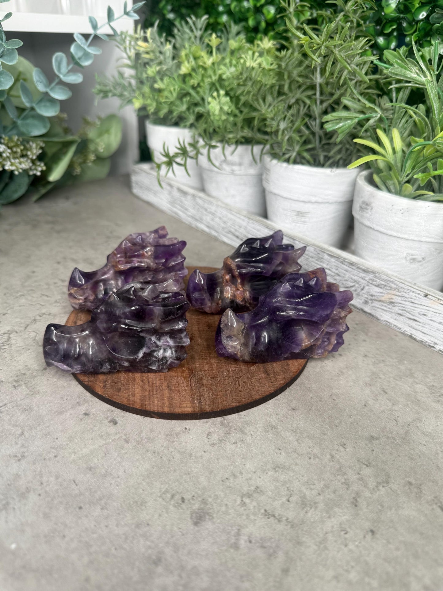 Amethyst Dragon Head Crystal Carvings