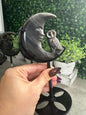 Gold & Silver Sheen Obsidian Moon Carvings On Stands - Owl - Wolf - Dragon