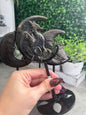 Gold & Silver Sheen Obsidian Moon Carvings On Stands - Owl - Wolf - Dragon