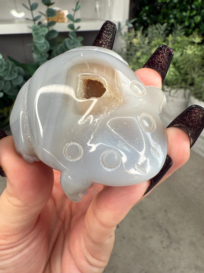 Agate Toad Frog Crystal Carvings some with druzy