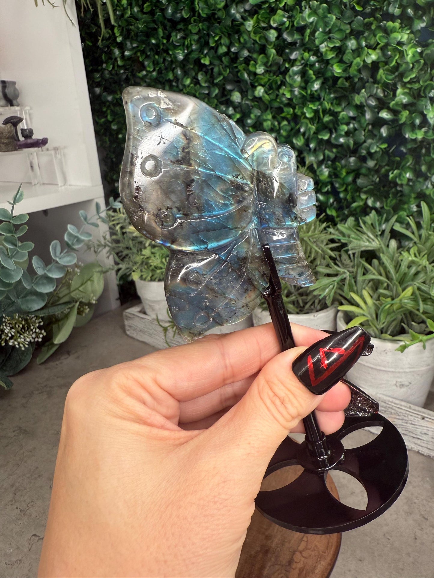 AAA Labradorite Butterfly Crystal Carving with Stand