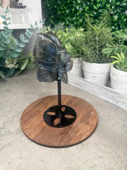 AAA Labradorite Butterfly Crystal Carving with Stand