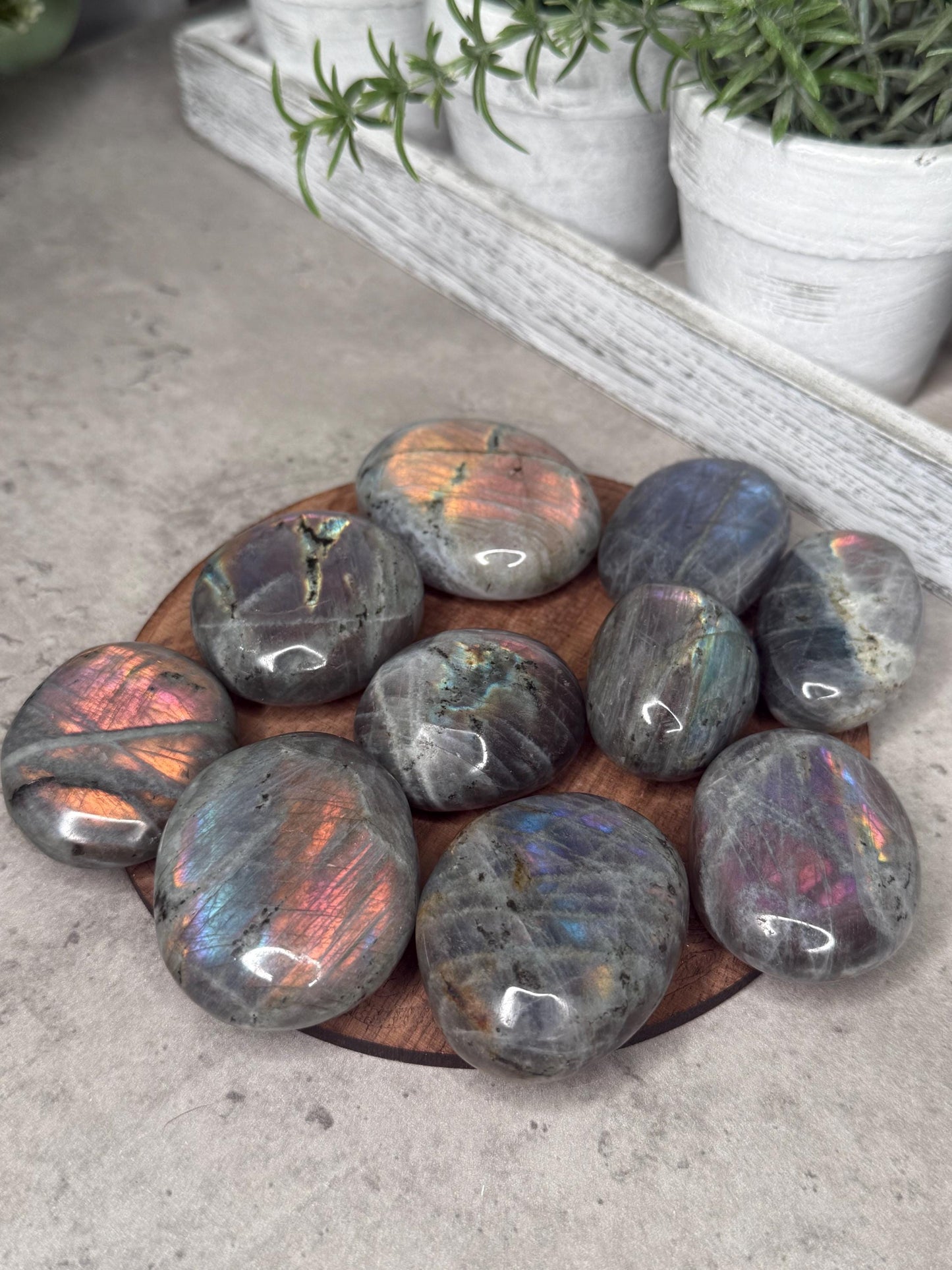 AAA Labradorite Crystal Palmstones Super Flashy