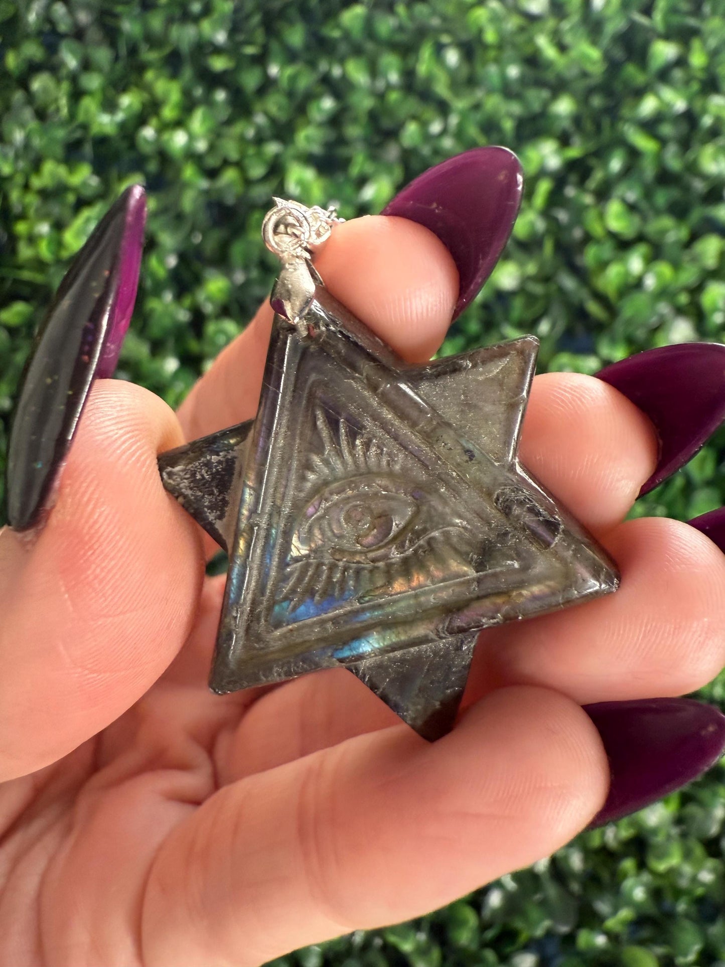 Labradorite Crystal Carving Pendants with Chain