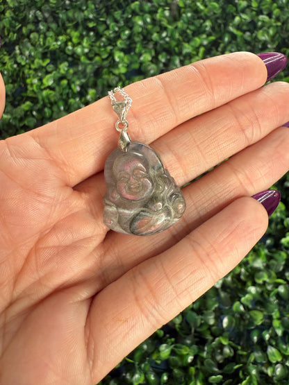 Labradorite Crystal Carving Pendants with Chain