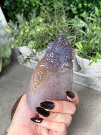 Hand Carved Druzy Agate Money Toad, Feng Shui Crystal