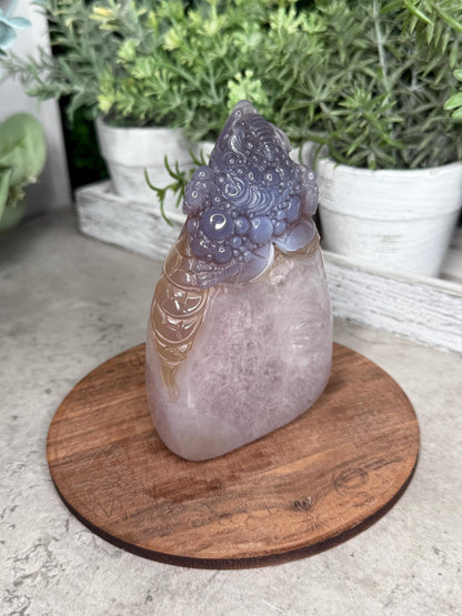 Hand Carved Druzy Agate Money Toad, Feng Shui Crystal