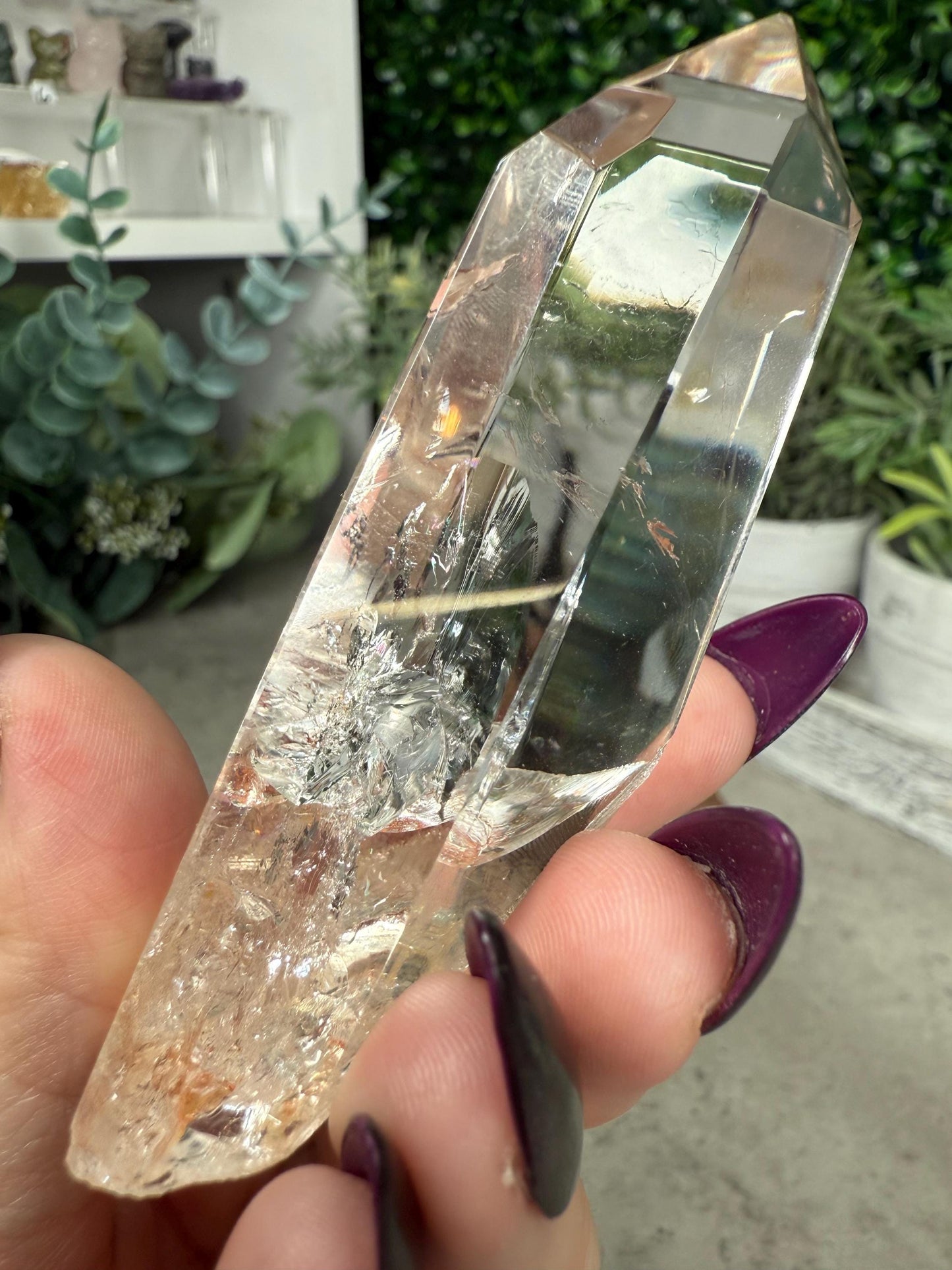 AAA Clear Quartz Rainbow Point with Stand