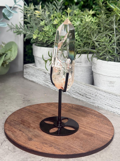 AAA Clear Quartz Rainbow Point with Stand