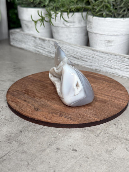 Hand Carved Druzy Agate Dolphin Crystal Carving