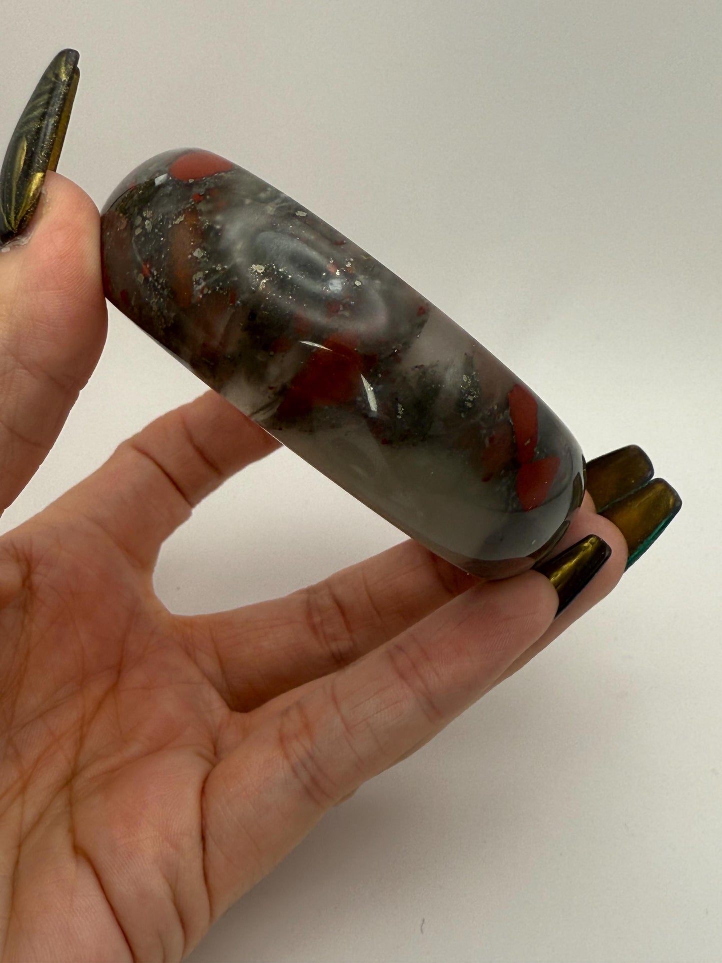 African Bloodstone Crystal Bangle Bracelets