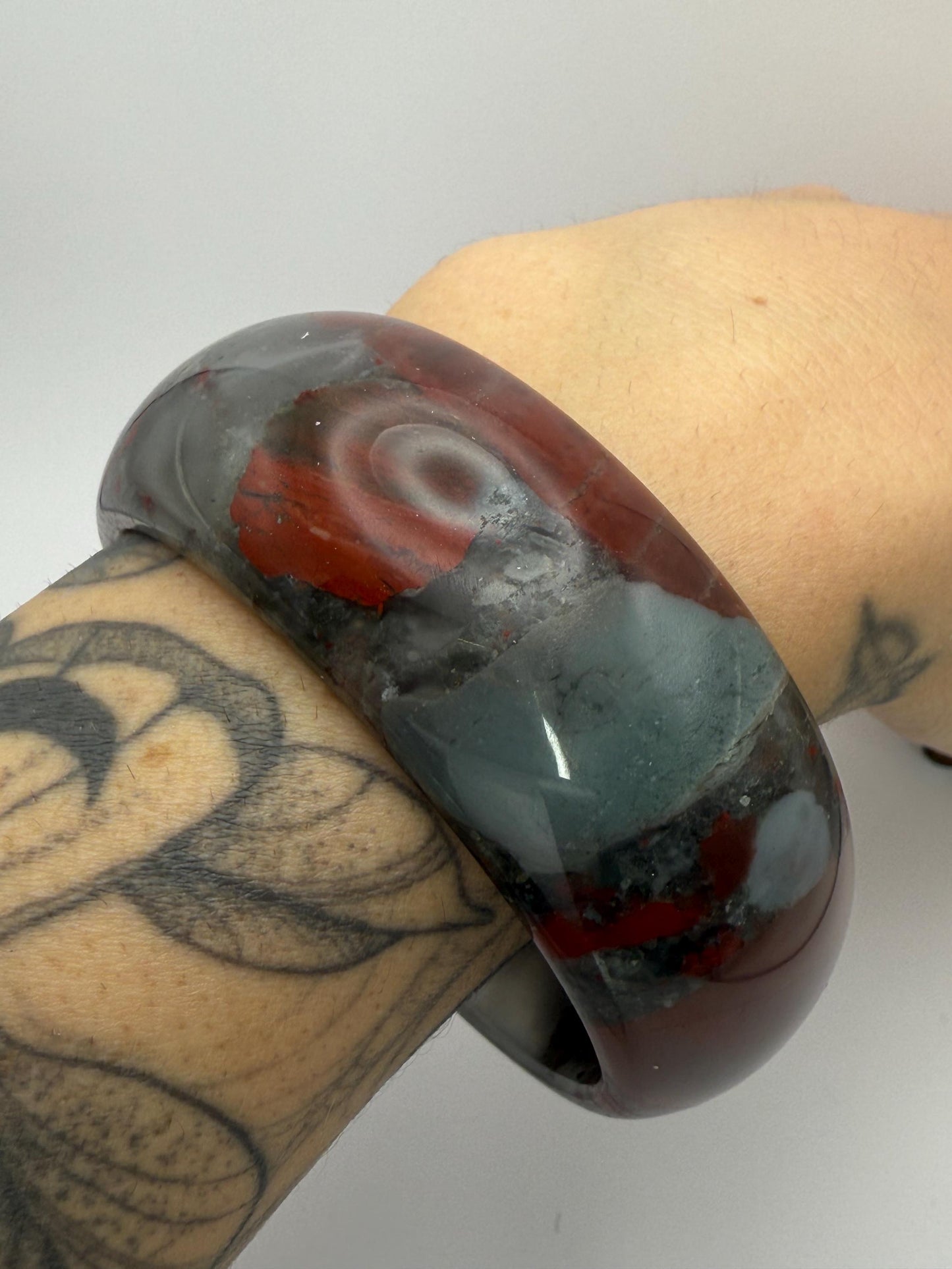 African Bloodstone Crystal Bangle Bracelets