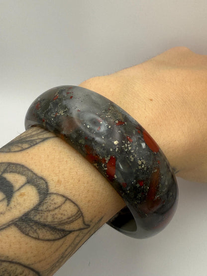 African Bloodstone Crystal Bangle Bracelets