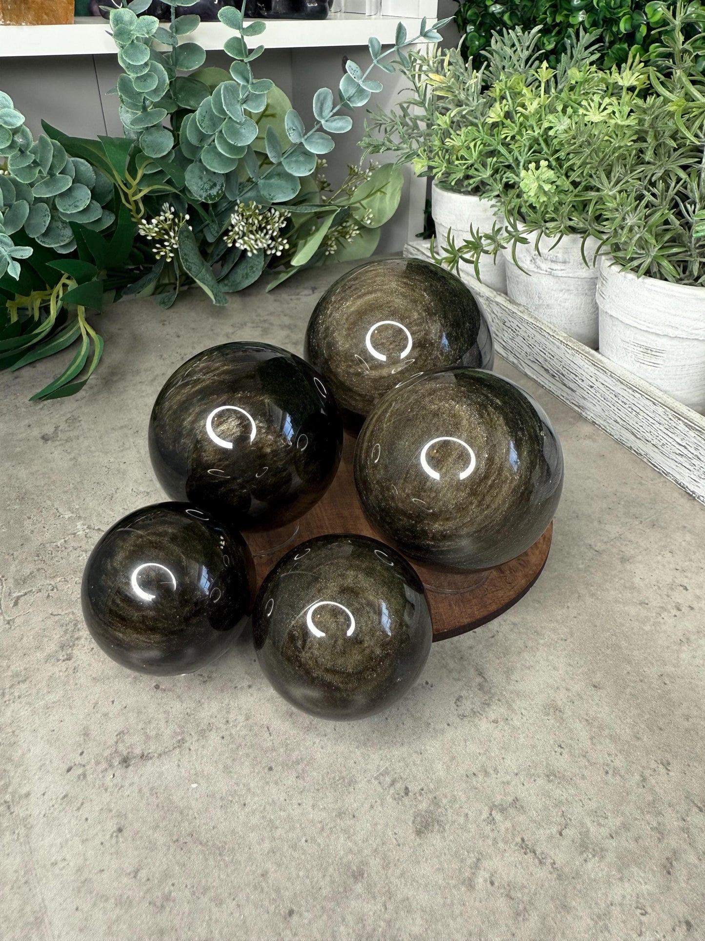 AAA Gold Sheen Obsidian Sphere: Polished Volcanic Glass