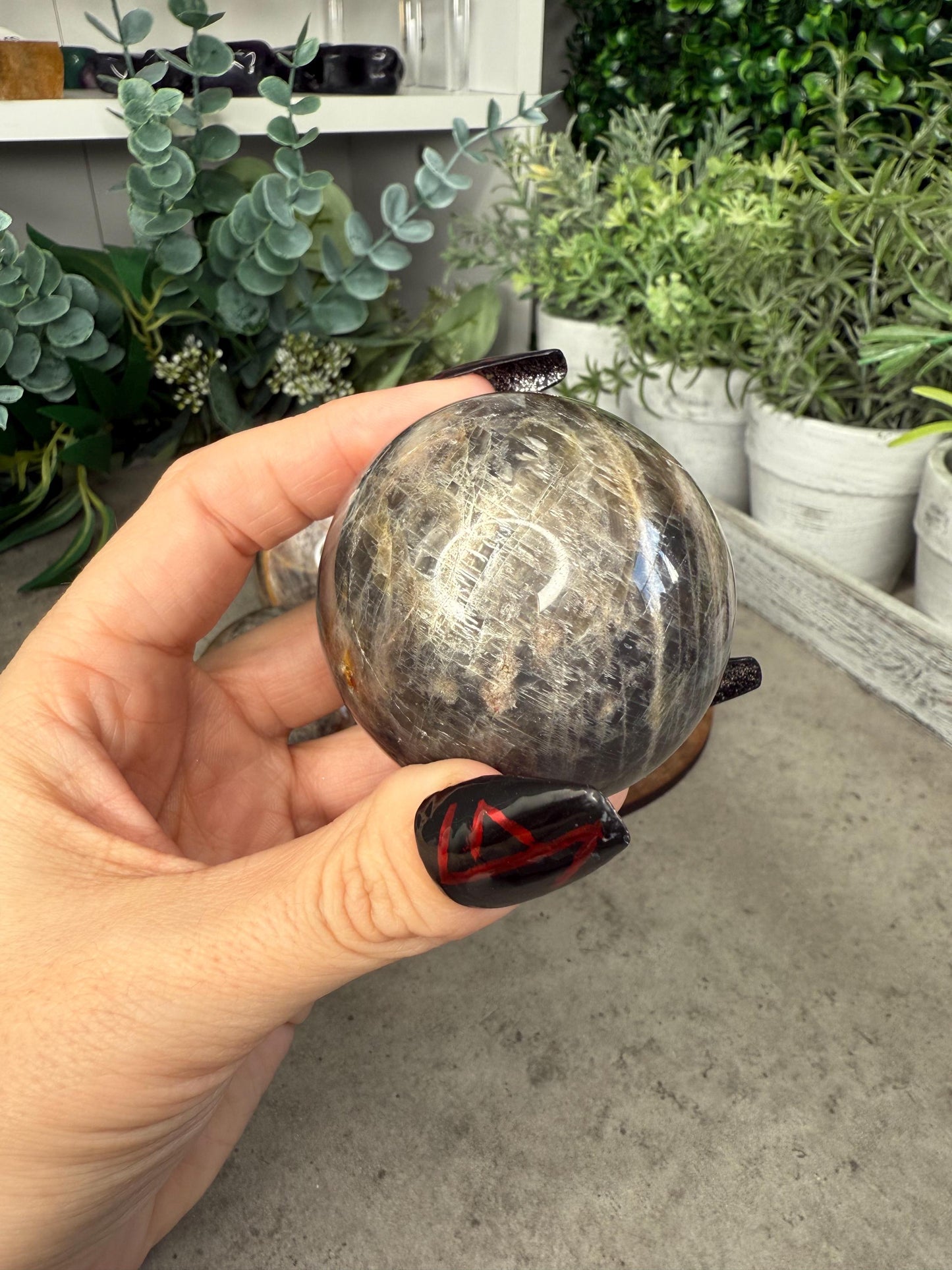 AAA Black Moonstone Crystal Spheres - High Quality - Multiple Sizes