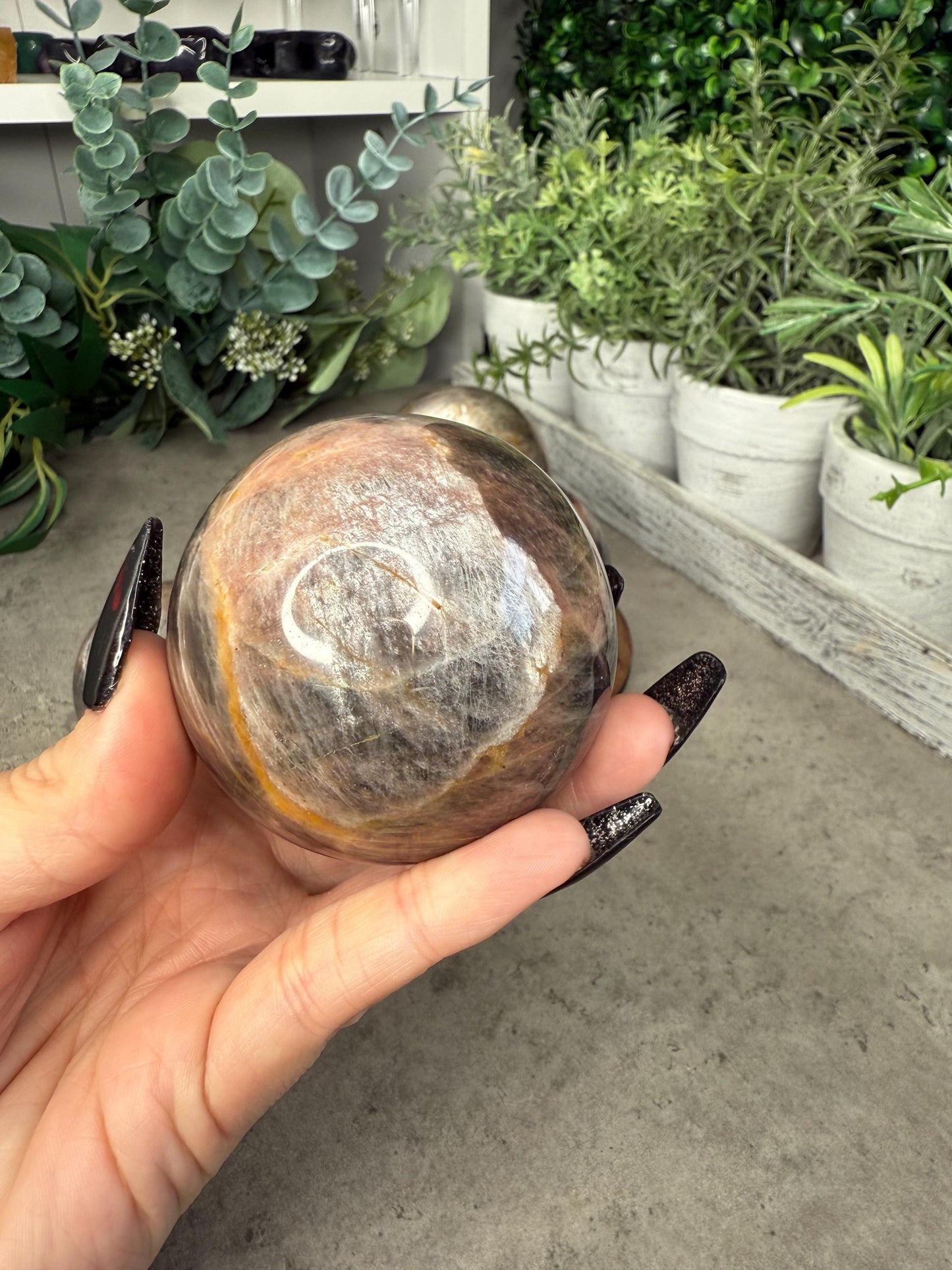 AAA Black Moonstone Crystal Spheres - High Quality - Multiple Sizes