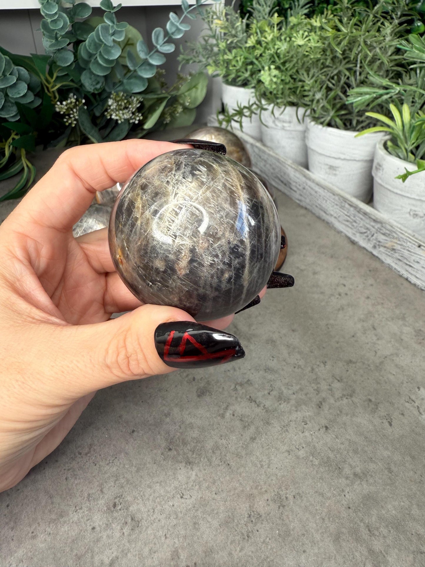 AAA Black Moonstone Crystal Spheres - High Quality - Multiple Sizes