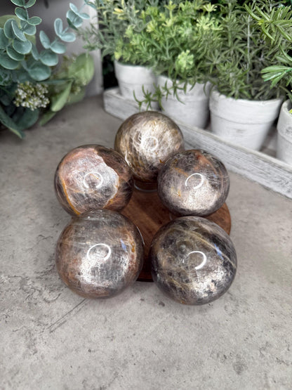 AAA Black Moonstone Crystal Spheres - High Quality - Multiple Sizes