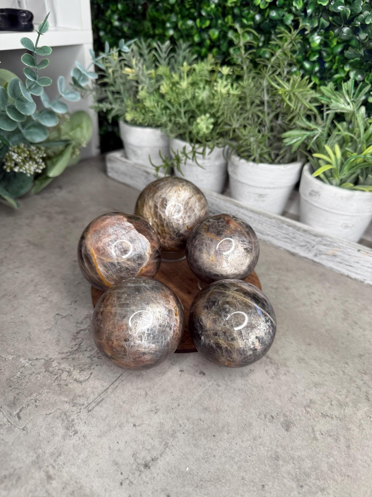 AAA Black Moonstone Crystal Spheres - High Quality - Multiple Sizes