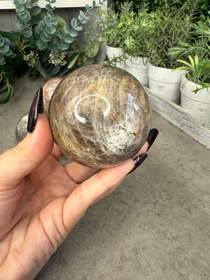 AAA Black Moonstone Crystal Spheres - High Quality - Multiple Sizes