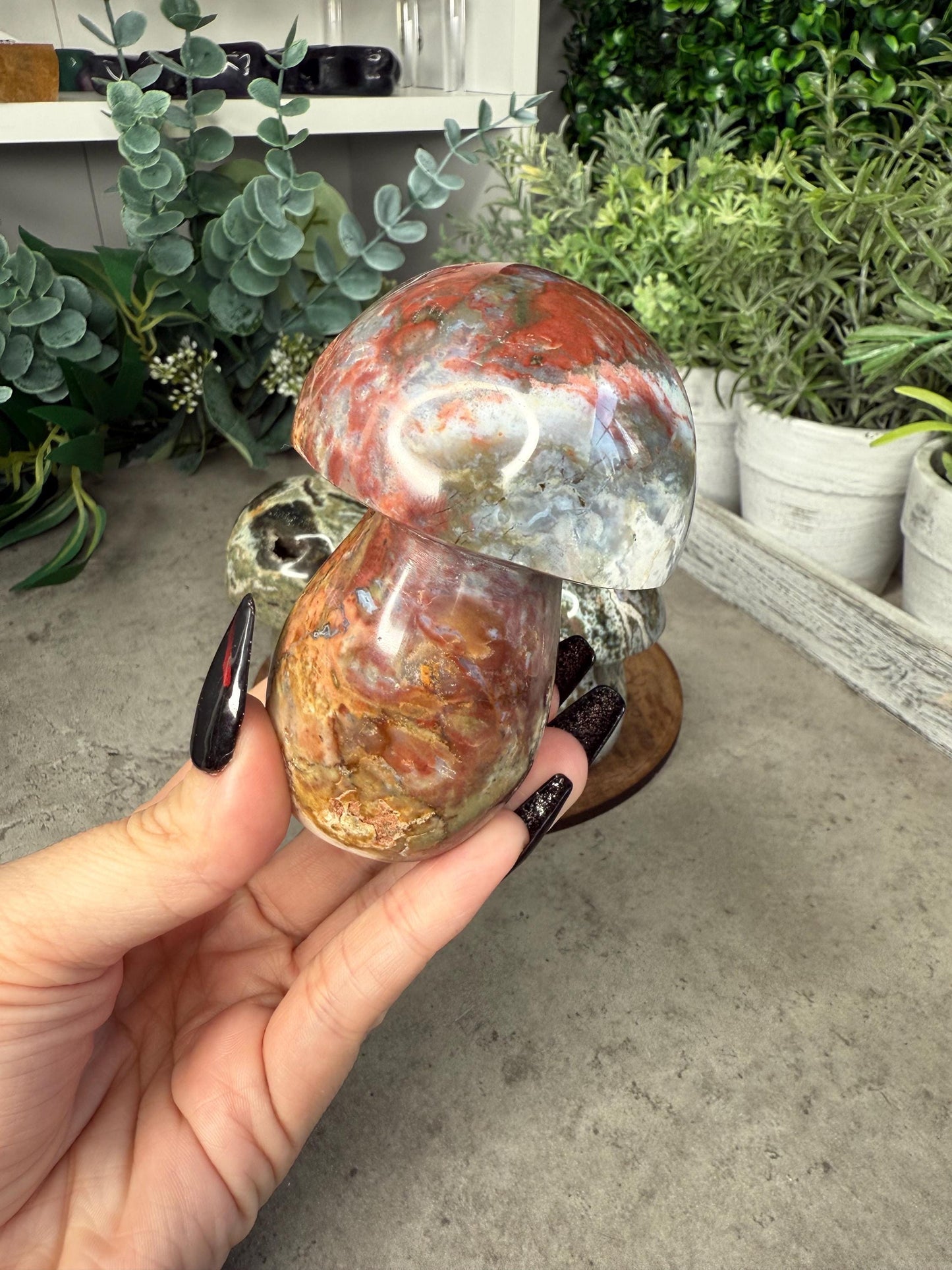 Ocean Jasper Mushroom Crystal Carvings - Multiple Sizes