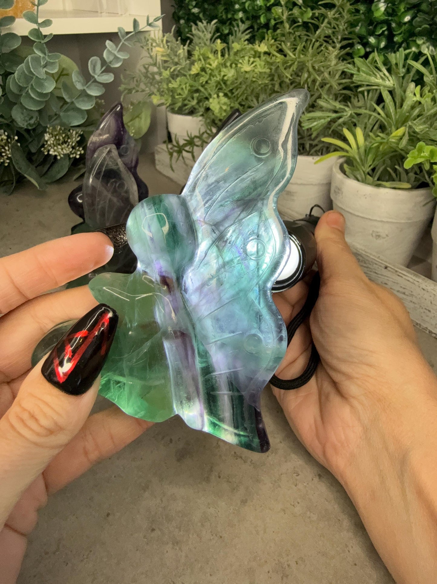 Rainbow Fluorite Large Sitting Fairy Crystal Carvings - Multiple Color Options
