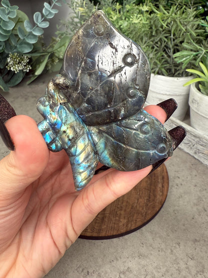 AAA Labradorite Butterfly Crystal Carving with Stand
