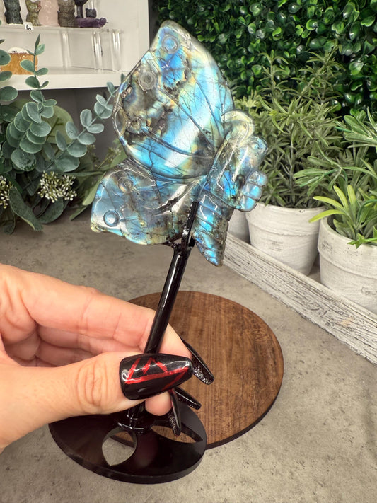 AAA Labradorite Butterfly Crystal Carving with Stand