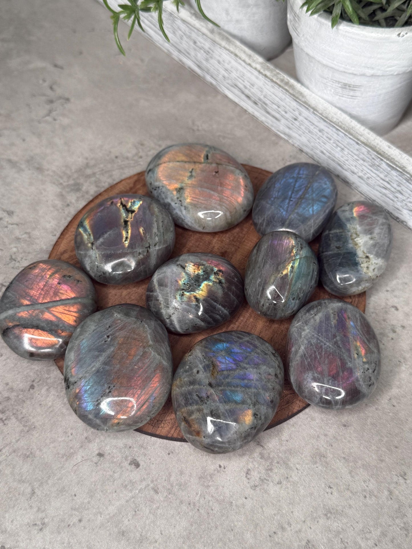 AAA Labradorite Crystal Palmstones Super Flashy