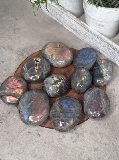 AAA Labradorite Crystal Palmstones Super Flashy