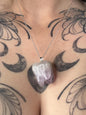 Large Tooth Crystal Carving Pendant with chain