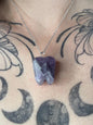 Large Tooth Crystal Carving Pendant with chain