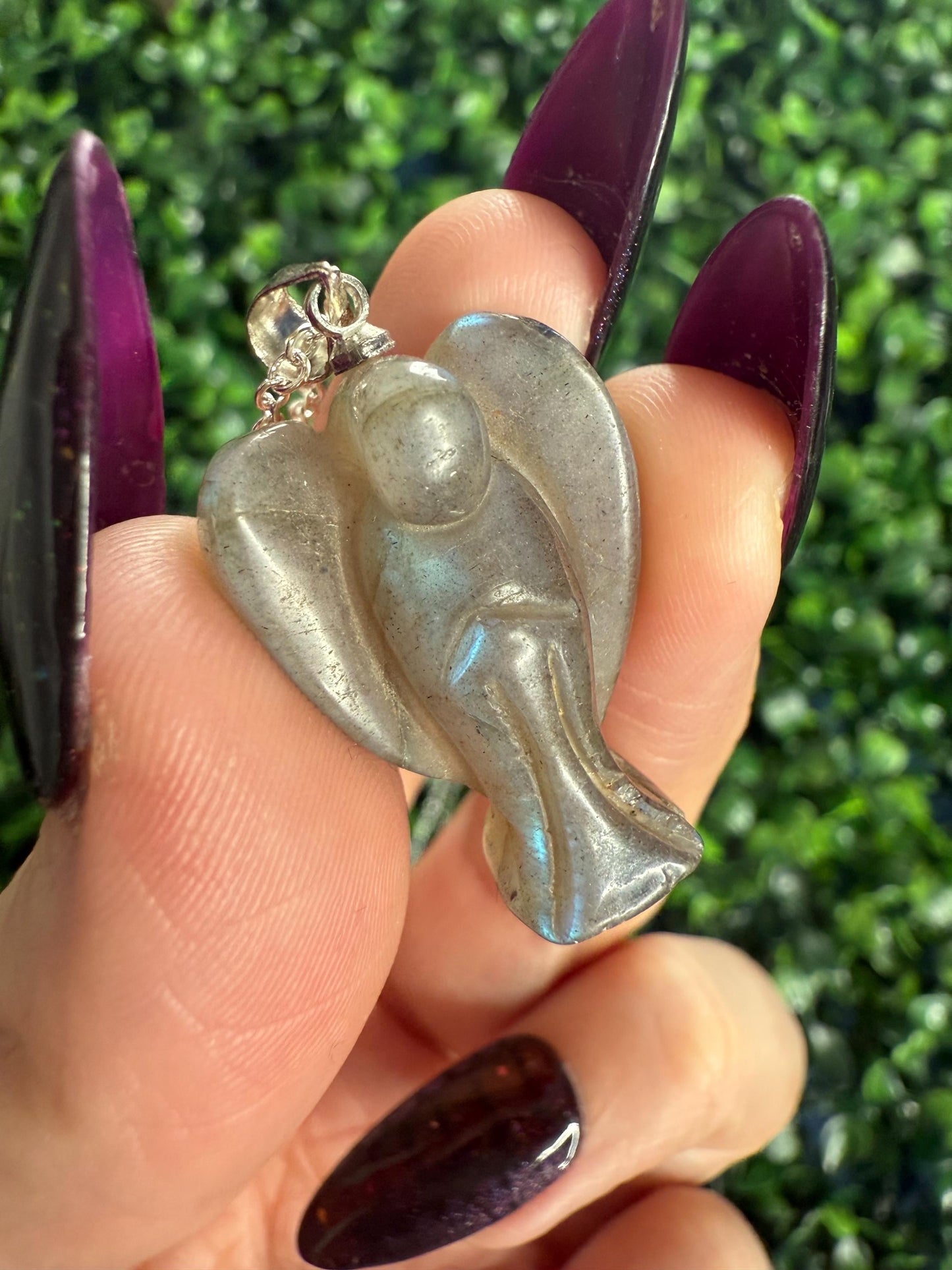Labradorite Crystal Carving Pendants with Chain