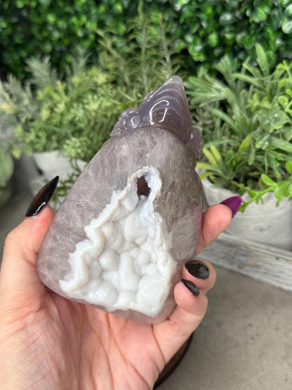 Hand Carved Druzy Agate Money Toad, Feng Shui Crystal