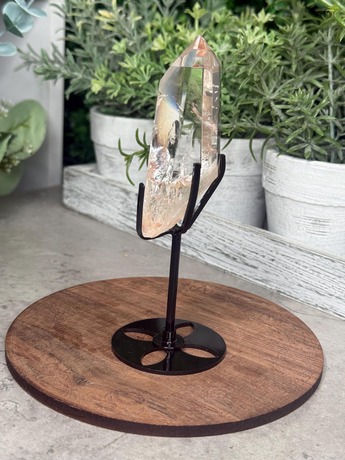 AAA Clear Quartz Rainbow Point with Stand