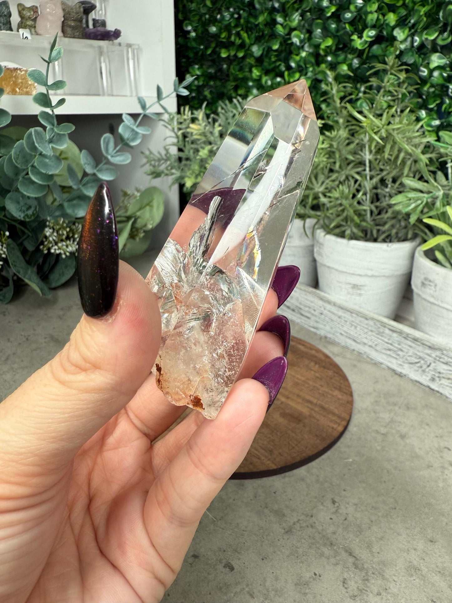 AAA Clear Quartz Rainbow Point with Stand