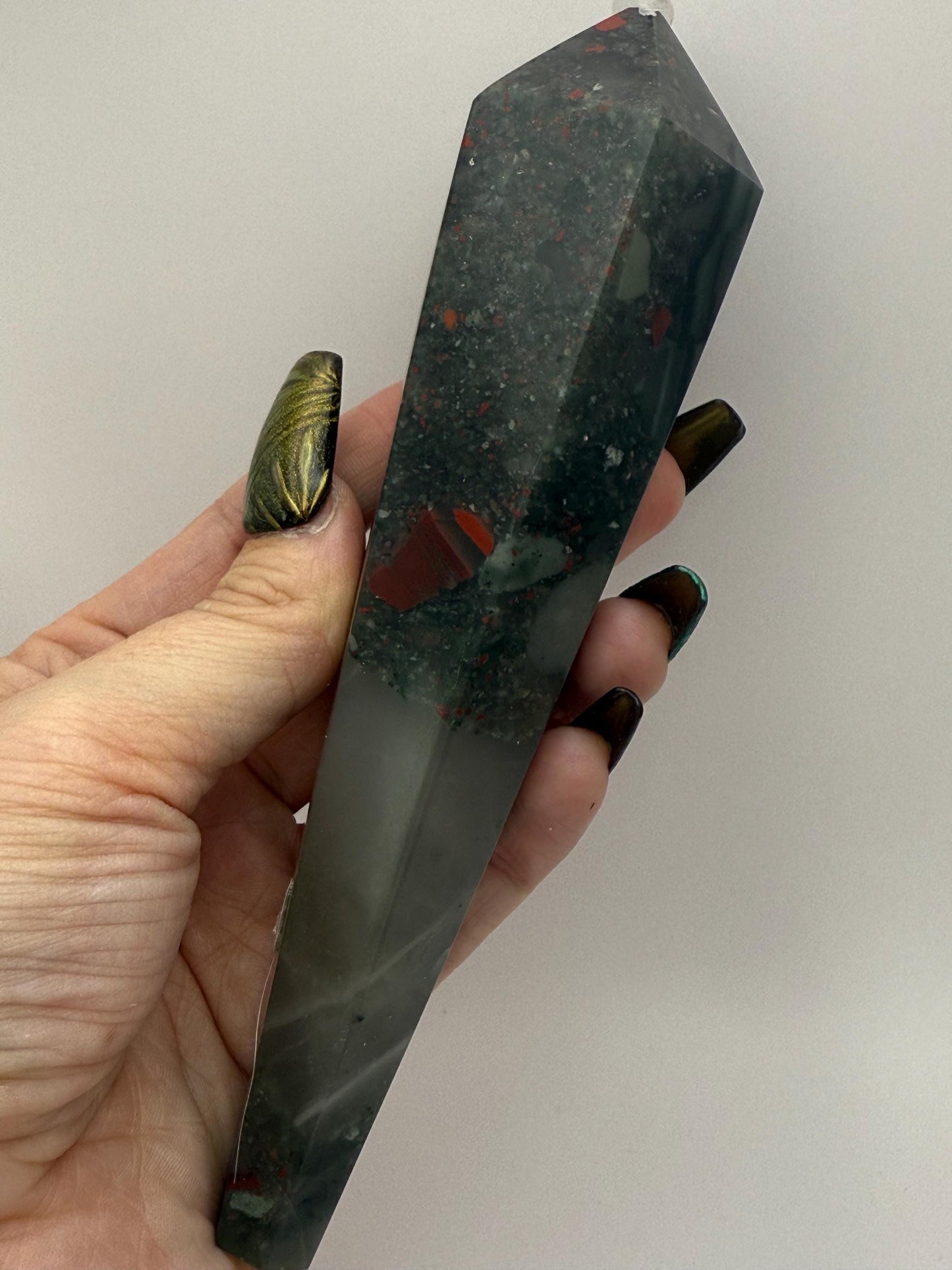 African Bloodstone Towere and Wand Crystal Carvings