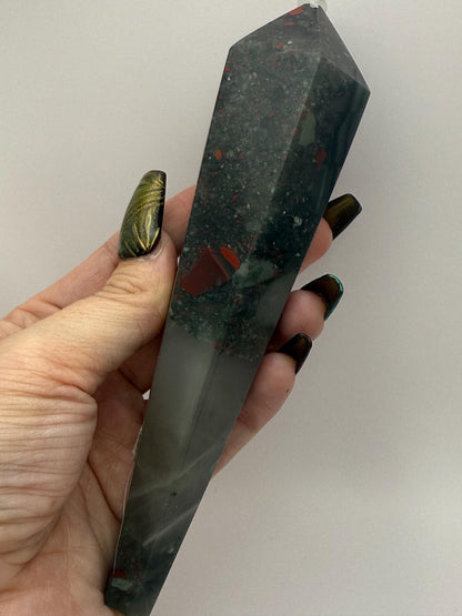 African Bloodstone Towere and Wand Crystal Carvings