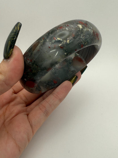 African Bloodstone Crystal Bangle Bracelets