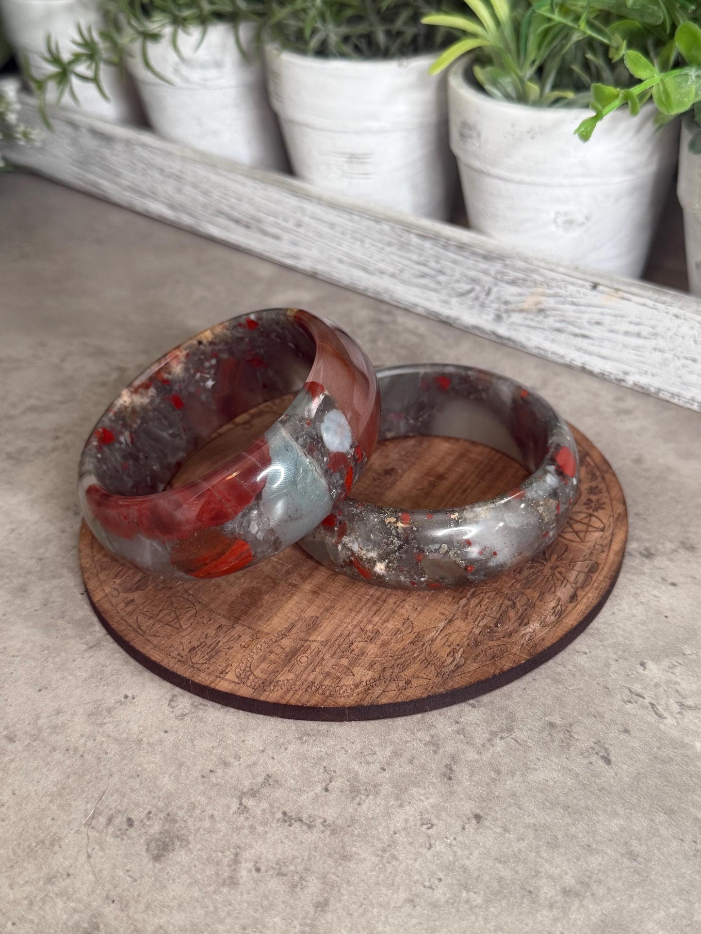 African Bloodstone Crystal Bangle Bracelets
