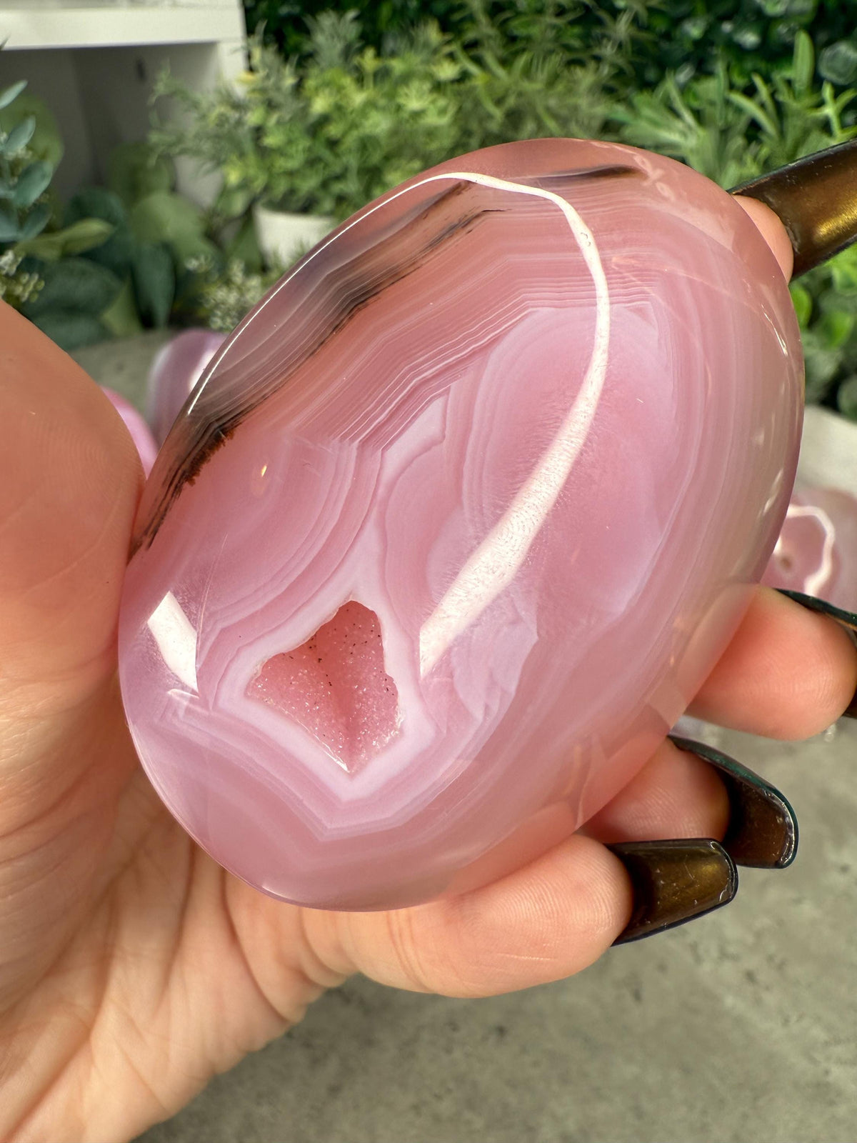 Pink Jelly Agate Large Palmstones Crystal Carvings