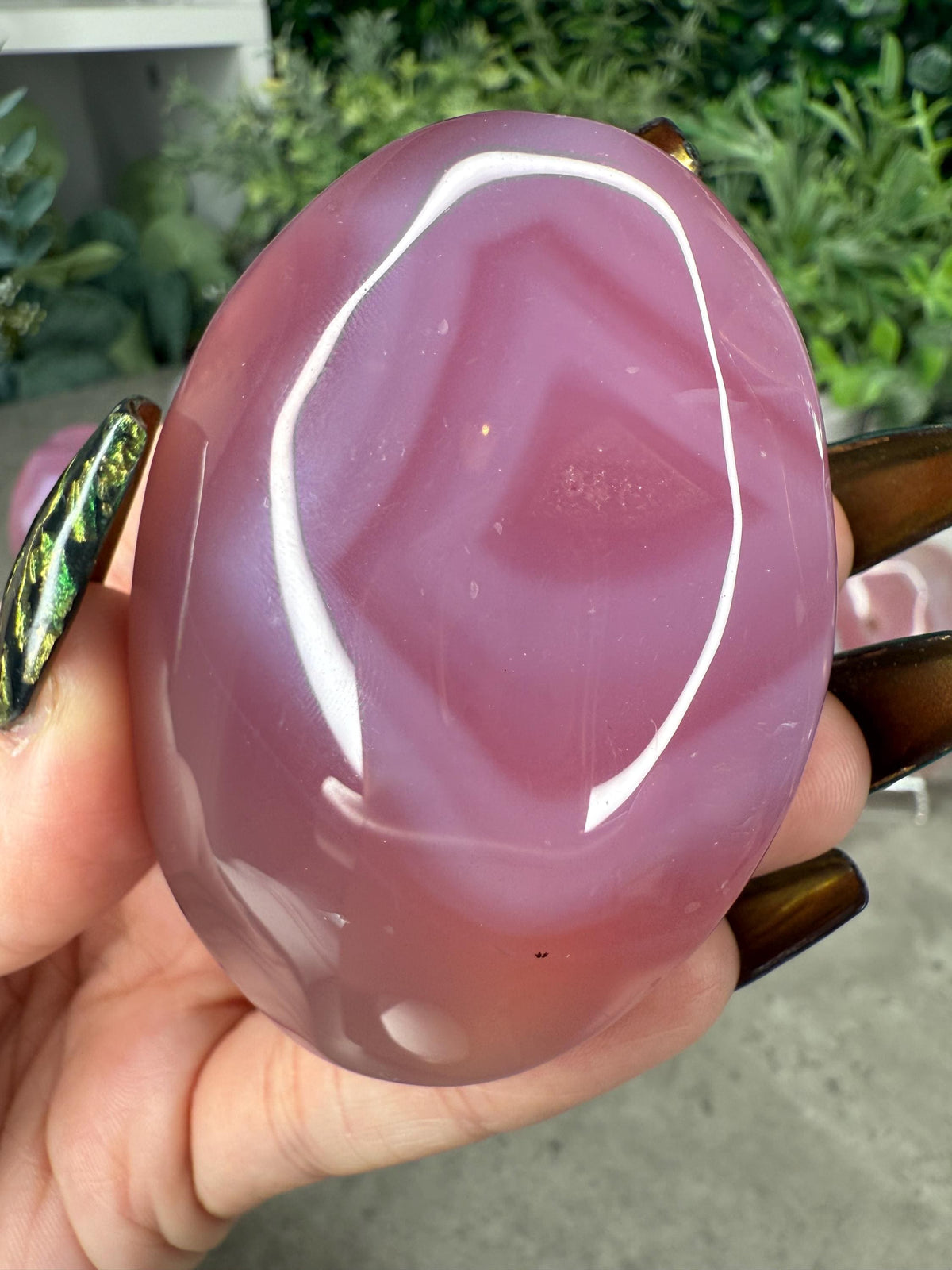 Pink Jelly Agate Large Palmstones Crystal Carvings