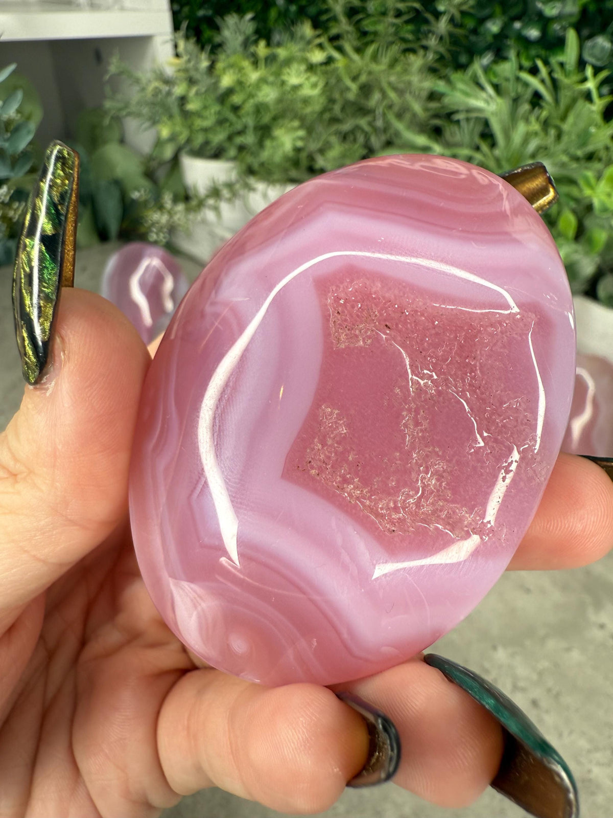 Pink Jelly Agate Large Palmstones Crystal Carvings