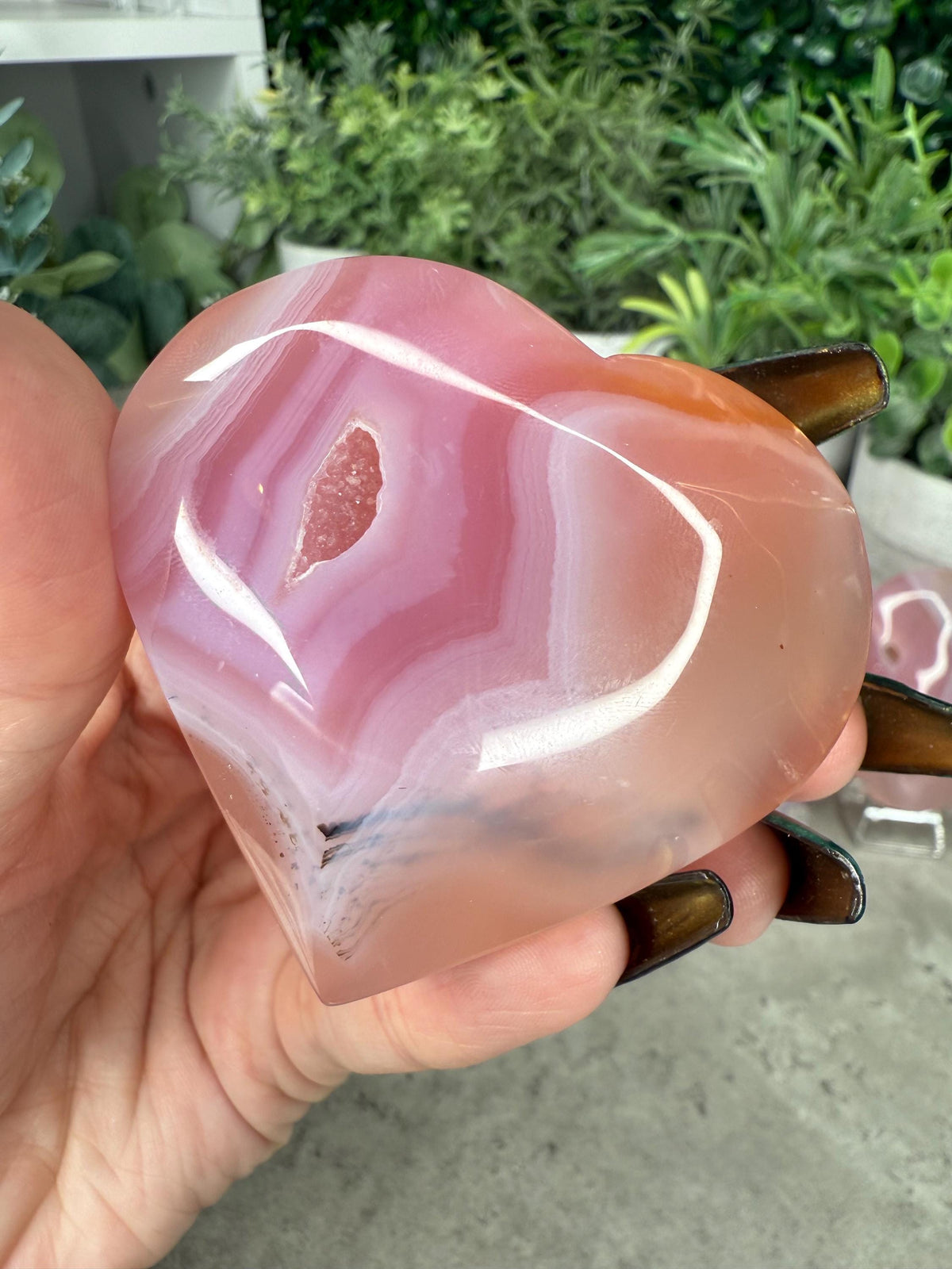 Pink Jelly Agate Large Palmstones Crystal Carvings